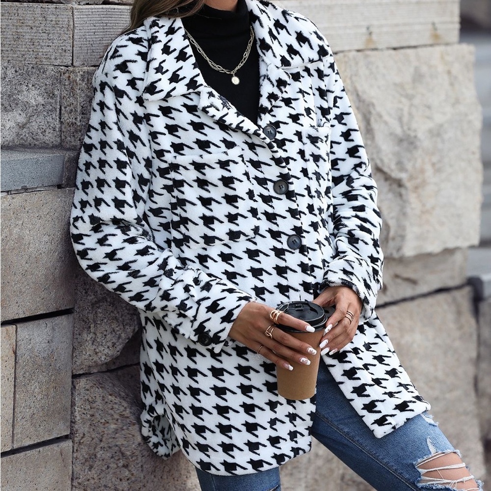 Houndstooth Button Down Jacket - image 3